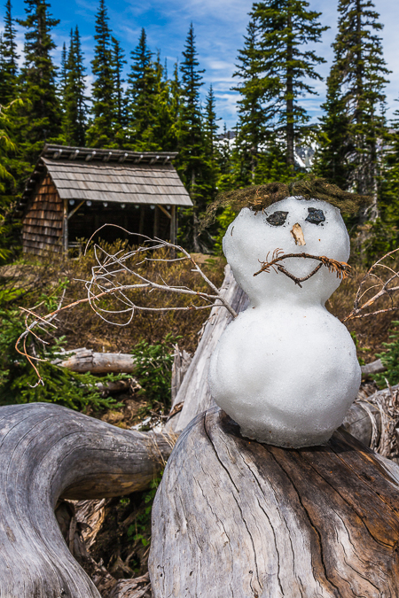 Snowman at Boulder Camp in Olympic National Forest